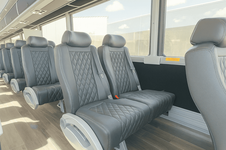 interior of Naperville Shuttle Bus Rentals charter bus